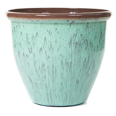 19 Inch Running Glaze Planter Green - 4 per case - Decorative Planters